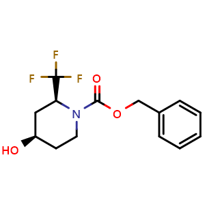Chemical structure of (2S,4R)-1-Cbz-2-(trifluoromethyl)piperidin-4-ol , CAS 2381187-23-9, AChemBlock AD283164