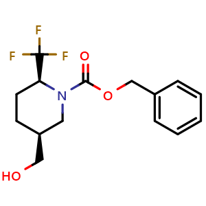 Chemical structure of [(3S,6S)-1-Cbz-6-(trifluoromethyl)piperidin-3-yl]methanol , CAS 2381554-16-9, AChemBlock AD283166