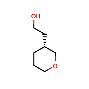 Chemical structure of (R)-2-(Tetrahydro-2H-pyran-3-yl)ethanol , CAS 2381880-64-2, AChemBlock AD283167