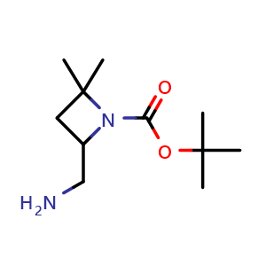 Chemical structure of (1-Boc-4,4-dimethylazetidin-2-yl)methanamine , CAS 2386257-11-8, AChemBlock AD283169