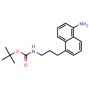 Chemical structure of 5-[3-(Boc-amino)propyl]naphthalen-1-amine , CAS 2397550-95-5, AChemBlock AD283172