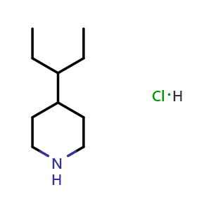 Chemical structure of 4-(3-Pentyl)piperidine hydrochloride , CAS 2416234-61-0, AChemBlock AD283180