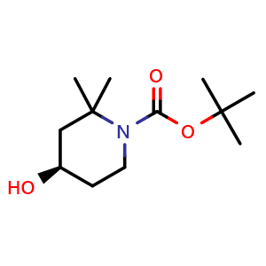 Chemical structure of (R)-1-Boc-2,2-dimethylpiperidin-4-ol , CAS 2485022-37-3, AChemBlock AD283183