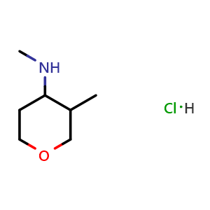 Chemical structure of N,3-Dimethyltetrahydro-2H-pyran-4-amine hydrochloride , CAS 2503206-70-8, AChemBlock AD283185
