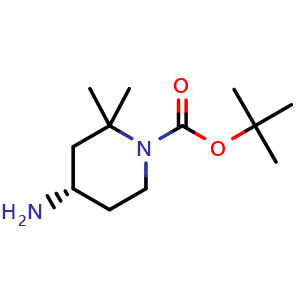 Chemical structure of (S)-1-Boc-2,2-dimethylpiperidin-4-amine , CAS 2512217-36-4, AChemBlock AD283187