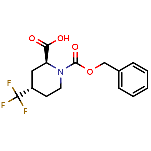 Chemical structure of (2S,4S)-1-Cbz-4-(trifluoromethyl)piperidine-2-carboxylic acid , CAS 2580094-13-7, AChemBlock AD283191