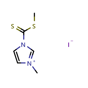 Chemical structure of 3-Methyl-1-[(methylthio)carbonothioyl]-1H-imidazol-3-ium iodide , CAS 262350-35-6, AChemBlock AD283193