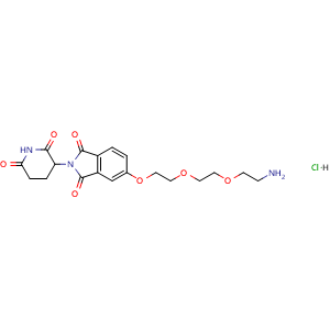 Chemical structure of 5-[2-[2-(2-Aminoethoxy)ethoxy]ethoxy]-2-(2,6-dioxo-3-piperidyl)isoindoline-1,3-dione hydrochloride , CAS 2761385-81-1, AChemBlock AD283204