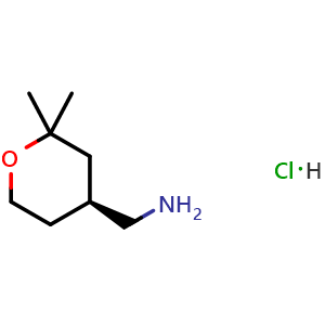 Chemical structure of (S)-(2,2-Dimethyltetrahydro-2H-pyran-4-yl)methanamine hydrochloride , CAS 2837960-30-0, AChemBlock AD283211