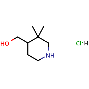 Chemical structure of (3,3-Dimethyl-4-piperidyl)methanol hydrochloride , CAS 2923844-39-5, AChemBlock AD283219