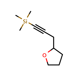 Chemical structure of Trimethyl[3-(tetrahydrofuran-2-yl)prop-1-yn-1-yl]silane , CAS 2930775-70-3, AChemBlock AD283220