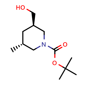 Chemical structure of [(3R,5R)-1-Boc-5-methylpiperidin-3-yl]methanol , CAS 3040323-72-3, AChemBlock AD283227