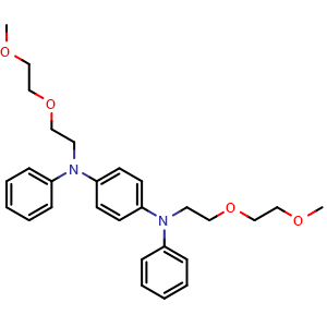 Chemical structure of N1,N4-Bis[2-(2-methoxyethoxy)ethyl]-N1,N4-diphenylbenzene-1,4-diamine , CAS 3065855-45-7, AChemBlock AD283230