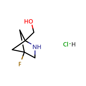 Chemical structure of (4-Fluoro-2-azabicyclo[2.1.1]hexan-1-yl)methanol hydrochloride , CAS 3069808-71-2, AChemBlock AD283232