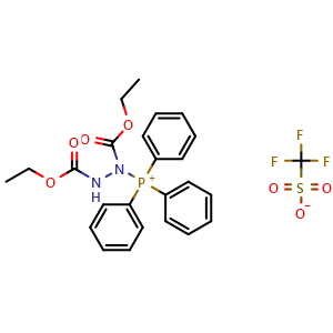 Chemical structure of [1,2-Bis(ethoxycarbonyl)hydrazinyl]triphenylphosphonium trifluoromethanesulfonate , CAS 3075704-21-8, AChemBlock AD283233
