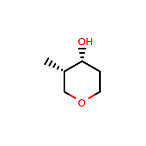 Chemical structure of rel-(3S,4R)-3-Methyltetrahydro-2H-pyran-4-ol , CAS 3174-64-9, AChemBlock AD283238