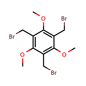 Chemical structure of 1,3,5-Tris(bromomethyl)-2,4,6-trimethoxybenzene , CAS 434323-17-8, AChemBlock AD283255