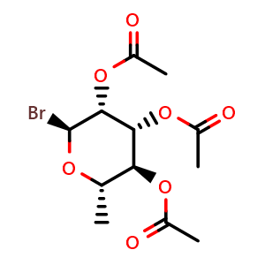 Chemical structure of 2-Bromo-6-methyltetrahydro-2H-pyran-3,4,5-triyl (2S,3R,4R,5S,6S)-triacetate , CAS 5158-64-5, AChemBlock AD283259