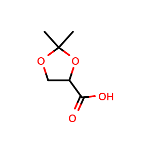 Chemical structure of 2,2-Dimethyl-1,3-dioxolane-4-carboxylic acid , CAS 5736-06-1, AChemBlock AD283263