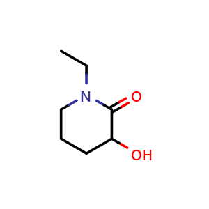 Chemical structure of 1-Ethyl-3-hydroxypiperidin-2-one , CAS 614754-23-3, AChemBlock AD283267