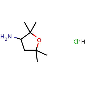 Chemical structure of 2,2,5,5-Tetramethyltetrahydrofuran-3-amine hydrochloride , CAS 857789-97-0, AChemBlock AD283282