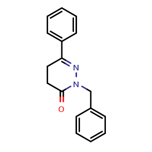 Chemical structure of 2-Benzyl-6-phenyl-4,5-dihydropyridazin-3(2H)-one , CAS 87769-64-0, AChemBlock AD283285