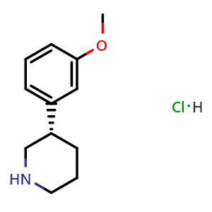 Chemical structure of (S)-3-(3-Methoxyphenyl)piperidine hydrochloride , CAS 88768-66-5, AChemBlock AD283286