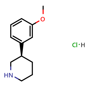 Chemical structure of (R)-3-(3-Methoxyphenyl)piperidine hydrochloride , CAS 89920-97-8, AChemBlock AD283290
