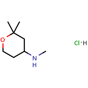 Chemical structure of N,2,2-Trimethyltetrahydro-2H-pyran-4-amine hydrochloride , CAS 90226-97-4, AChemBlock AD283292