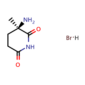Chemical structure of (R)-3-Amino-3-methylpiperidine-2,6-dione hydrobromide , CAS 903890-69-7, AChemBlock AD283293