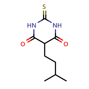 Chemical structure of 5-Isopentyl-2-thioxodihydropyrimidine-4,6(1H,5H)-dione , CAS 90565-96-1, AChemBlock AD283294