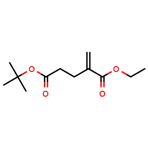 Chemical structure of 5-(1,1-Dimethylethyl) 1-ethyl 2-methylenepentanedioate , CAS 127678-93-7, AChemBlock AD283322