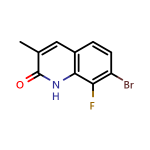 Chemical structure of 7-Bromo-8-fluoro-3-methyl-1,2-dihydroquinolin-2-one , CAS 2956749-95-2, AChemBlock AD283327