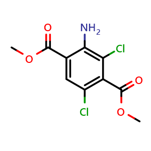 Chemical structure of Dimethyl 2-amino-3,5-dichloroterephthalate , CAS 1258298-04-2, AChemBlock AD283328