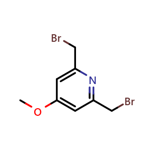 Chemical structure of 2,6-Bis(bromomethyl)-4-methoxypyridine , CAS 86045-20-7, AChemBlock AD283331