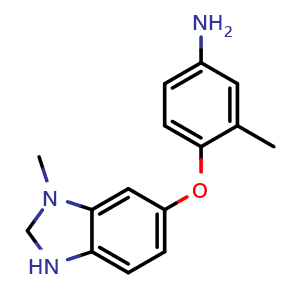 Chemical structure of 4-{[1-(2H3)methylbenzo[d]imidazol-5-yl]oxy}-3-methylaniline , CAS 2796970-03-9, AChemBlock AD283334