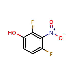 Chemical structure of 2,4-difluoro-3-nitrophenol , CAS 1803809-58-6, AChemBlock AD283341