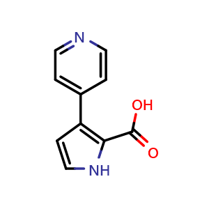 Chemical structure of 3-(4-Pyridyl)-1H-pyrrole-2-carboxylic acid , CAS 197774-65-5, AChemBlock AD283343