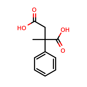 Chemical structure of 2-Methyl-2-phenylsuccinic acid , CAS 34862-03-8, AChemBlock AD283345