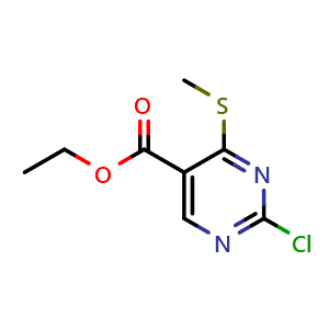 Chemical structure of Ethyl 2-Chloro-4-(methylthio)pyrimidine-5-carboxylate , CAS 643086-93-5, AChemBlock AD283346