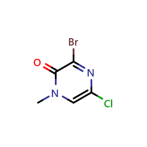 Chemical structure of 3-Bromo-5-chloro-1-methylpyrazin-2(1H)-one , CAS 2089292-47-5, AChemBlock AD283351