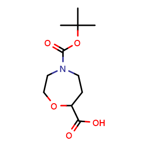 Chemical structure of 4-Boc-1,4-oxazepane-7-carboxylic acid , CAS 1926190-19-3, AChemBlock AD283355