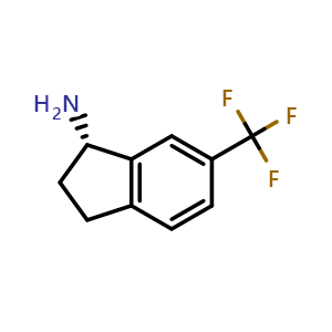 Chemical structure of (S)-1-Amino-6-(trifluoromethyl)indane , CAS 1212909-10-8, AChemBlock AD283358