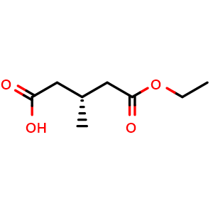 Chemical structure of (R)-5-Ethoxy-3-methyl-5-oxopentanoic acid , CAS 72594-19-5, AChemBlock AD283360