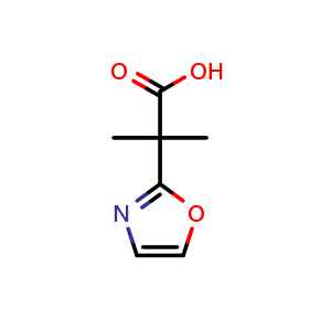 Chemical structure of 2-Methyl-2-(2-oxazolyl)propanoic acid , CAS 1211537-65-3, AChemBlock AD283362
