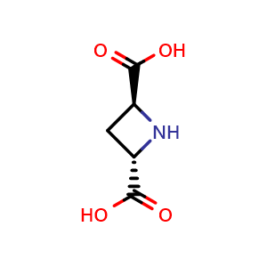 Chemical structure of (2S,4S)-Azetidine-2,4-dicarboxylic acid , CAS 161596-62-9, AChemBlock AD283369