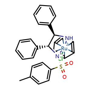 Chemical structure of [N-[(1R,2R)-2-(Amino-κN)-1,2-diphenylethyl]-4-methylbenzenesulfonamidato-κN](η6-benzene)ruthenium(II) Chloride , CAS 192057-78-6, AChemBlock AD283375