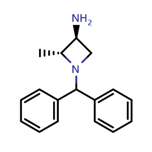 Chemical structure of (2R,3S)-3-Amino-1-benzhydryl-2-methylazetidine , CAS 164906-70-1, AChemBlock AD283384