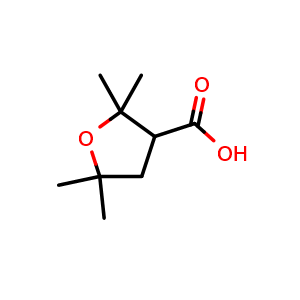 Chemical structure of 2,2,5,5-Tetramethyltetrahydrofuran-3-carboxylic acid , CAS 1536314-14-3, AChemBlock AD283388