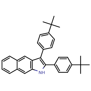 Chemical structure of 2,3-Bis[4-(tert-butyl)phenyl]-1H-benzo[f]indole , CAS 3042934-07-3, AChemBlock AD283393